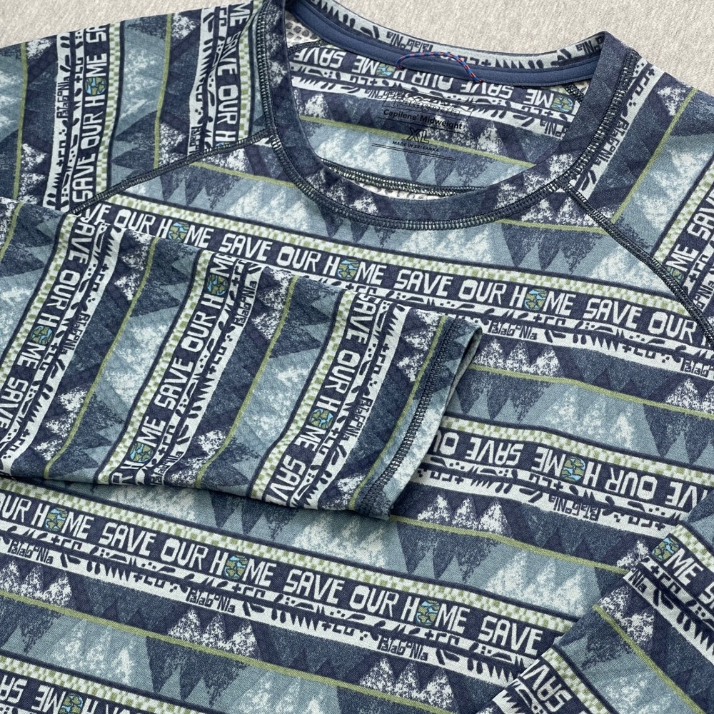 Patagonia Capilene Midweight Crew XL Mens Base Layer Shirt Save Our Home Graphic